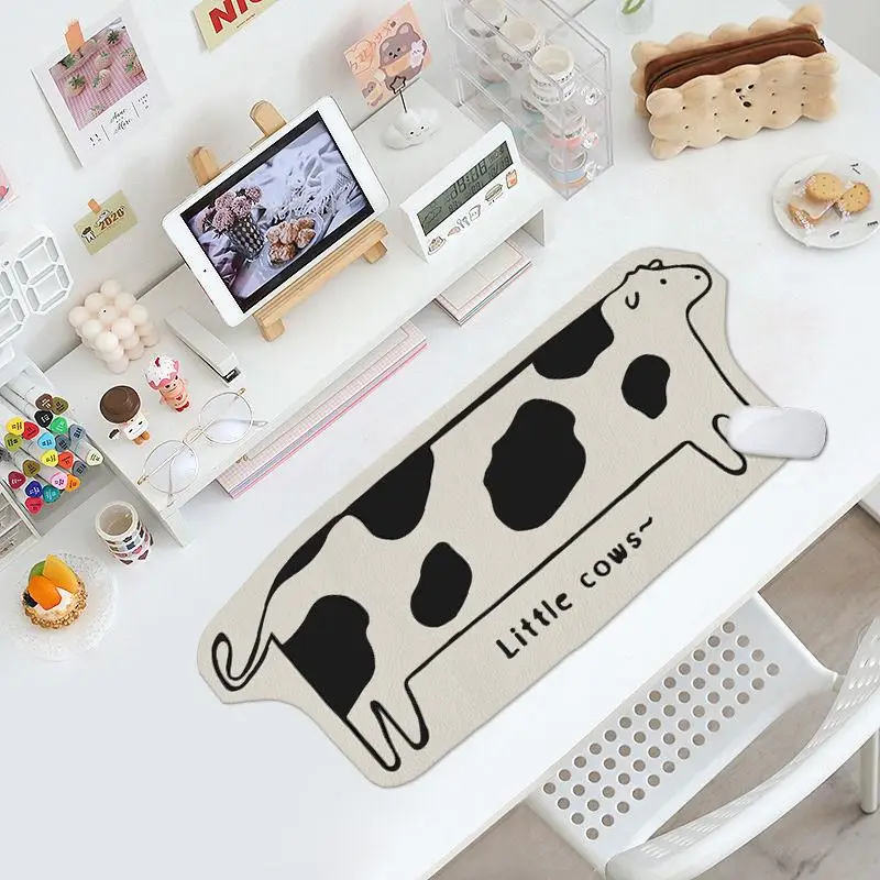 Cow Mat Rubber - Kawaii Cat Gamer Desk Mat Leather